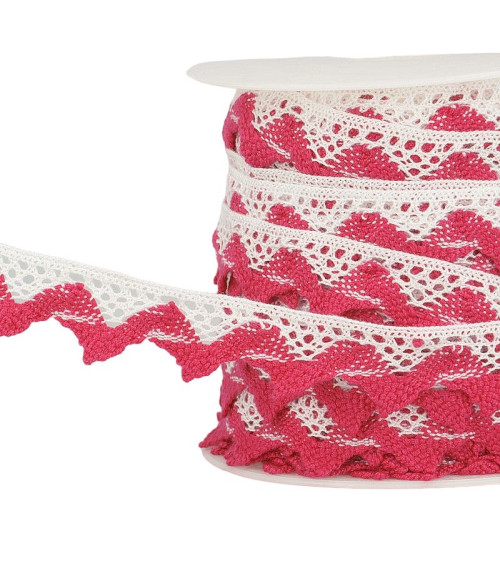 25m spool White/Fuchsia wave lace 20mm