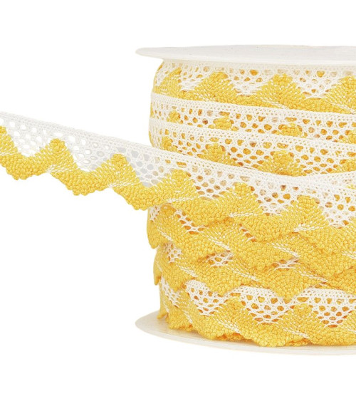 25m spool White/yellow wave lace 20mm