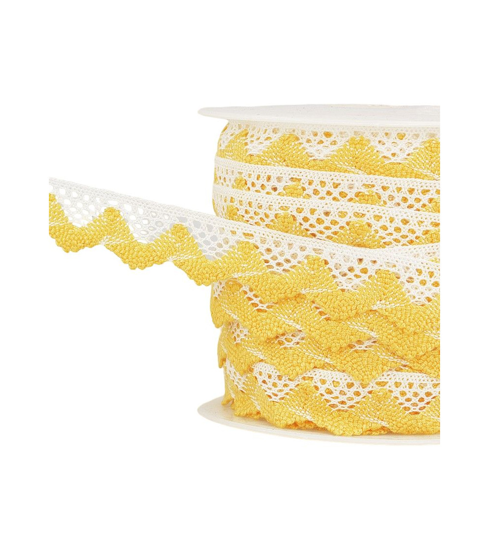 25m spool White/yellow wave lace 20mm