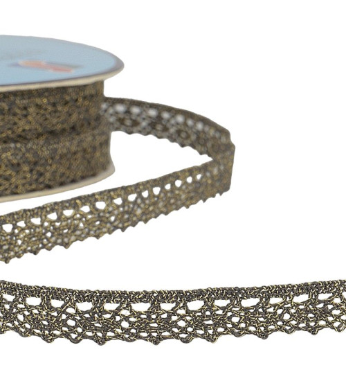 25m spool Metallic lace Black 10mm