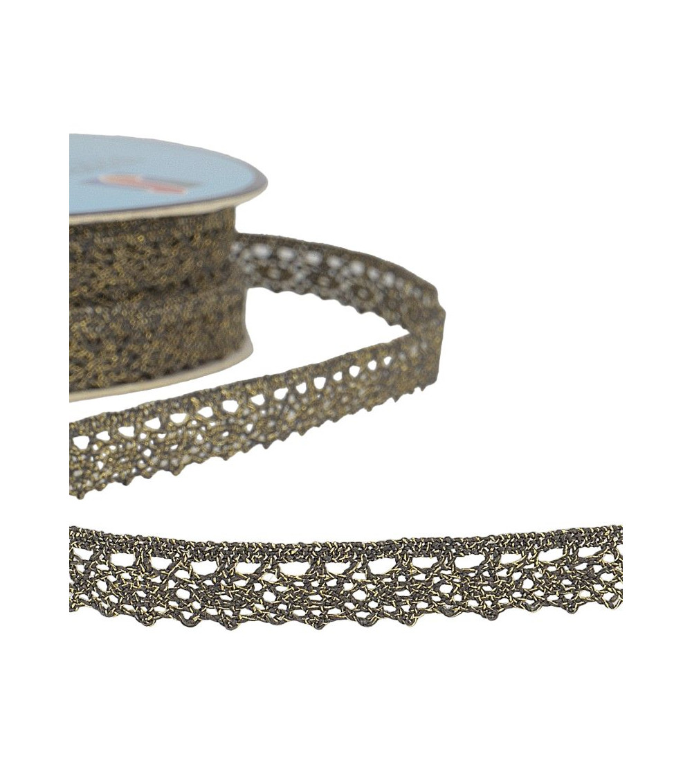 25m spool Metallic lace Black 10mm