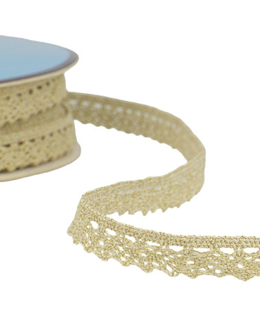 25m spool of 10mm gold metallic lace