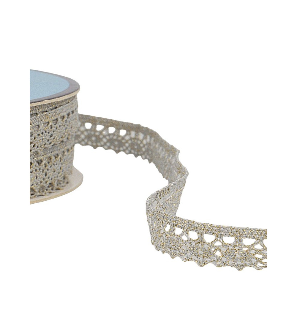 25m Spool Light Gray Metallic Lace 10mm