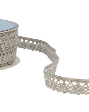 25m Spool Light Gray Metallic Lace 10mm