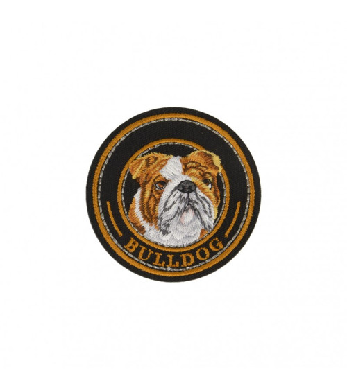 Bulldog iron-on patch 6cm x 5cm