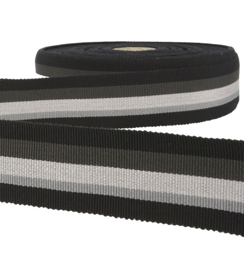 Disquette 25m ruban gros grain stripes Noir