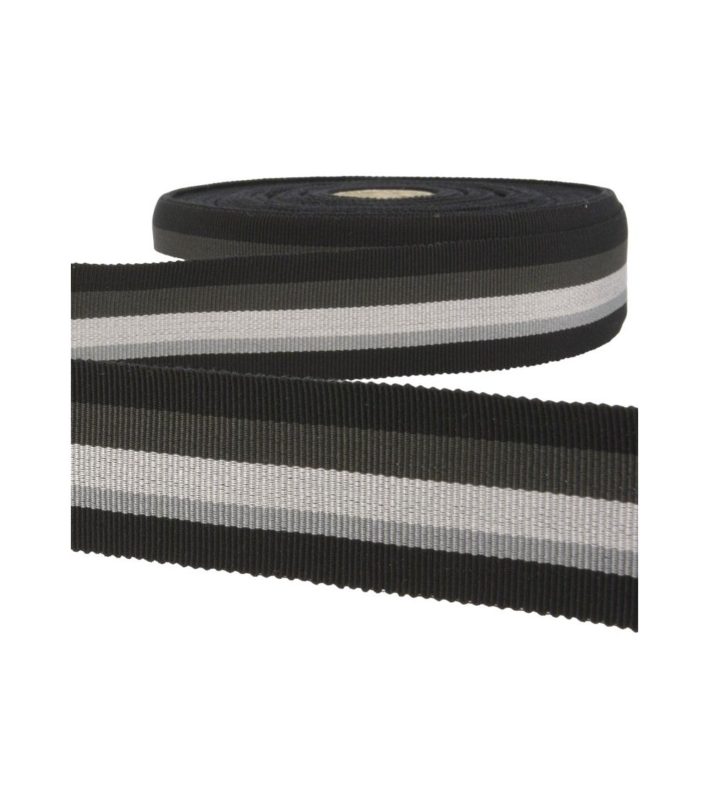 Disquette 25m ruban gros grain stripes Noir