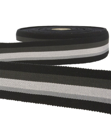 Disquette 25m ruban gros grain stripes Noir