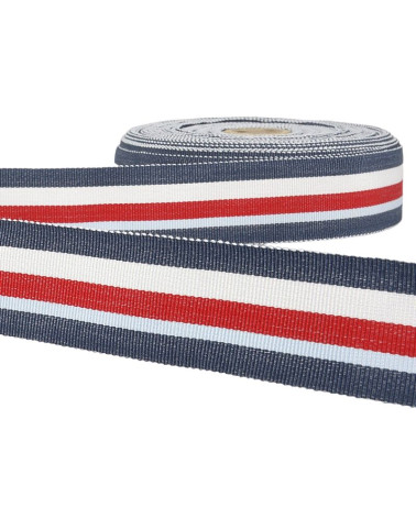 Diskette 25m grosgrain ribbon stripes Navy Blue