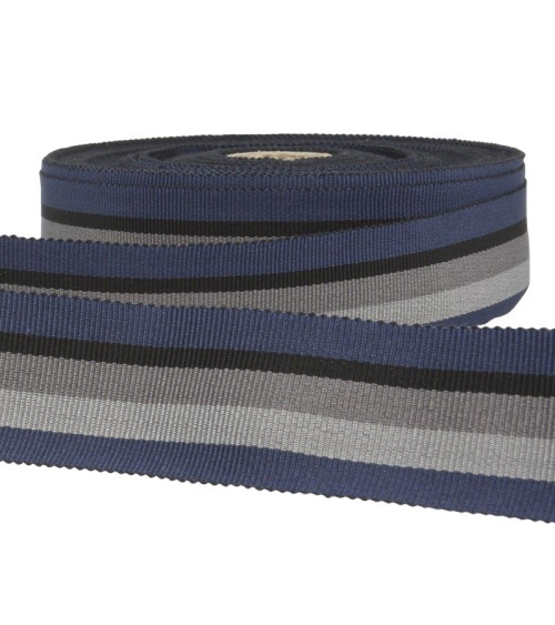 Disquette 25m ruban gros grain stripes Marine