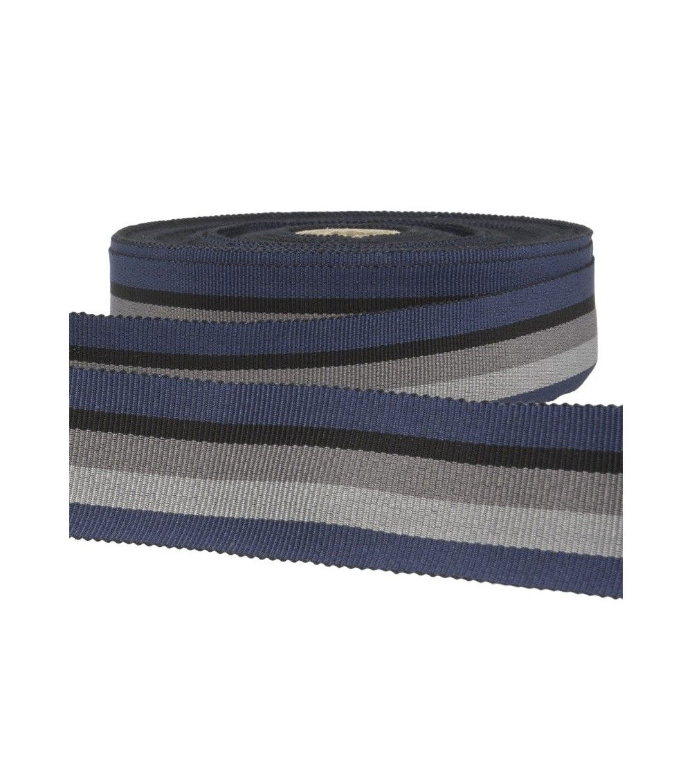 Disquette 25m ruban gros grain stripes Marine