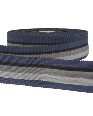 Dischetto 25m nastro in gros grain a righe Navy