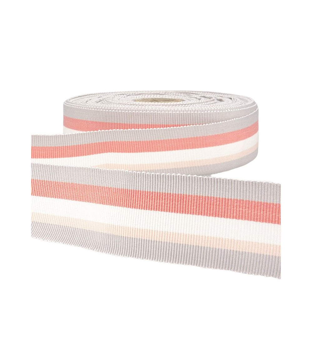 25m Floppy Disk Grosgrain Ribbon Stripes Light Grey