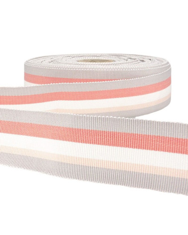 Disquette 25m ruban gros grain stripes Gris Clair