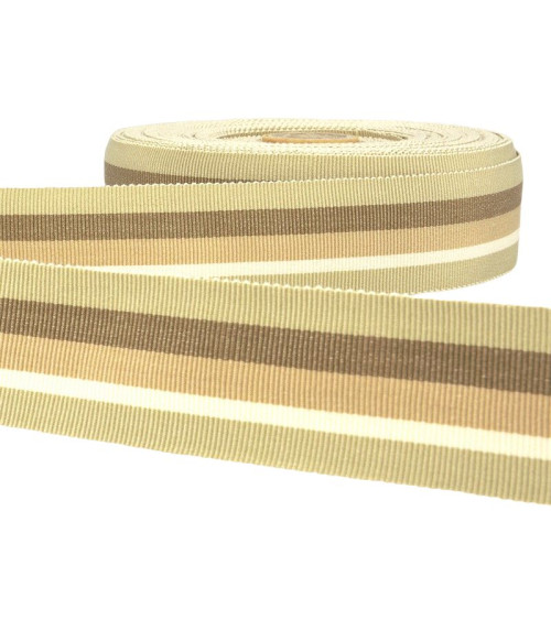 Disquette 25m ruban gros grain stripes Beige