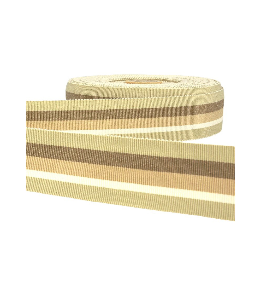 Disquette 25m ruban gros grain stripes Beige