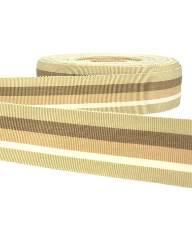 25m Floppy Disk Grosgrain Ribbon Stripes Beige