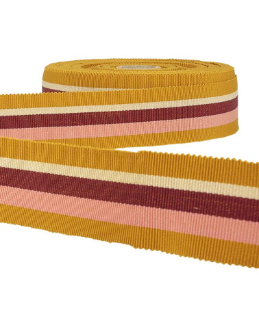 Diskette 25m grosgrain ribbon stripes Mustard