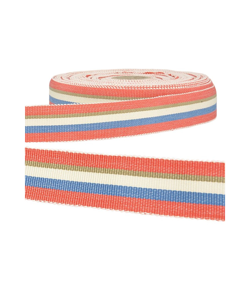 Disquette 25m ruban gros grain stripes Rouge