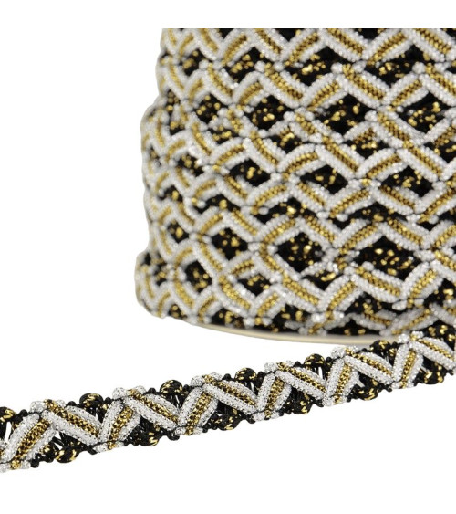 25m reel zig zag metal braid 13mm Black