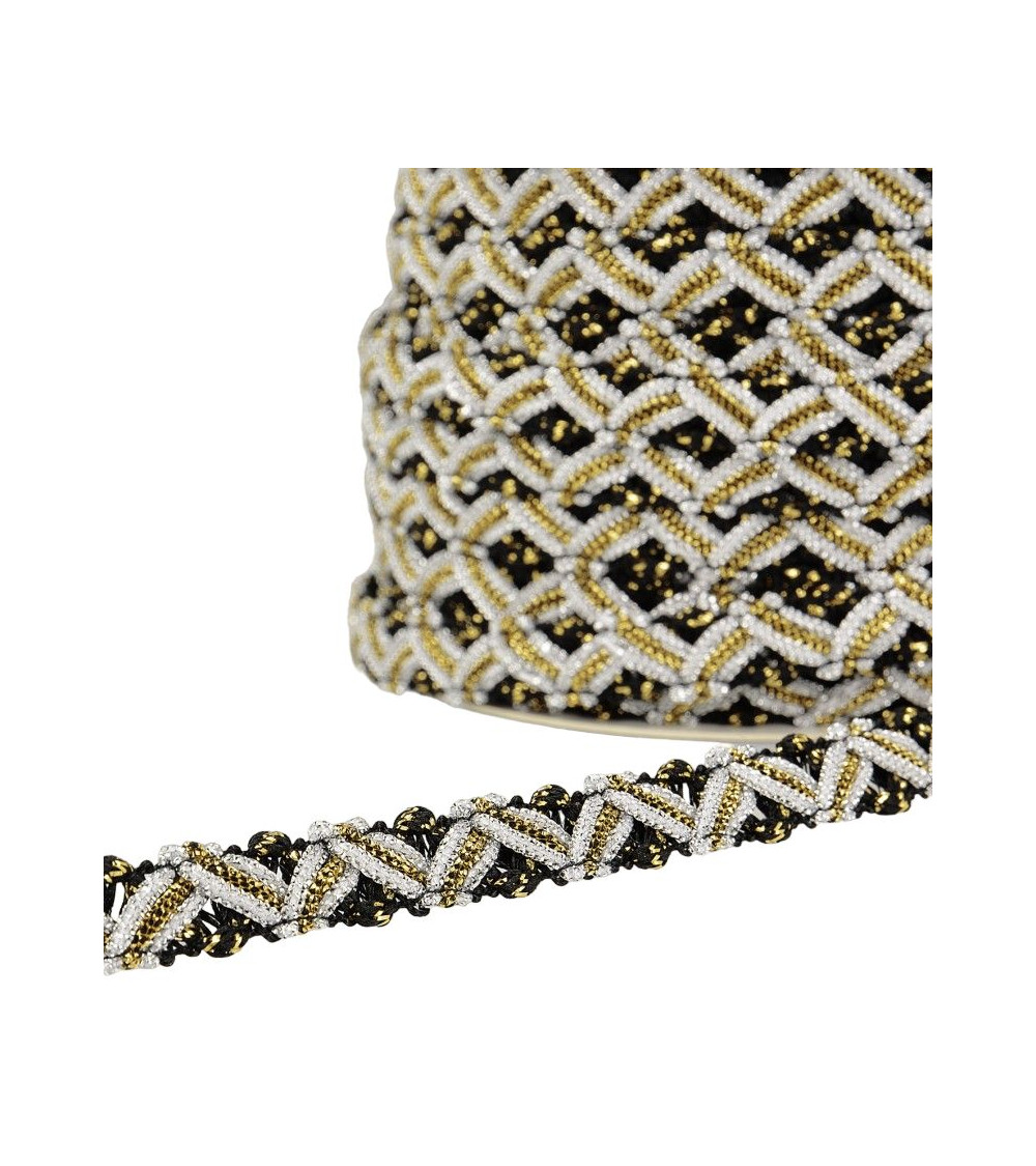 25m reel of zig zag metal braid 13mm Black