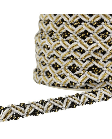 25m reel of zig zag metal braid 13mm Black