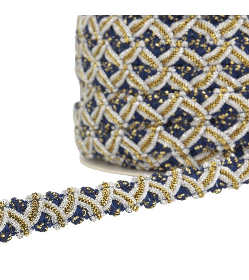 25m reel zig zag metal braid 13mm Navy