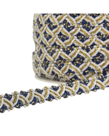 25m reel zig zag metal braid 13mm Navy