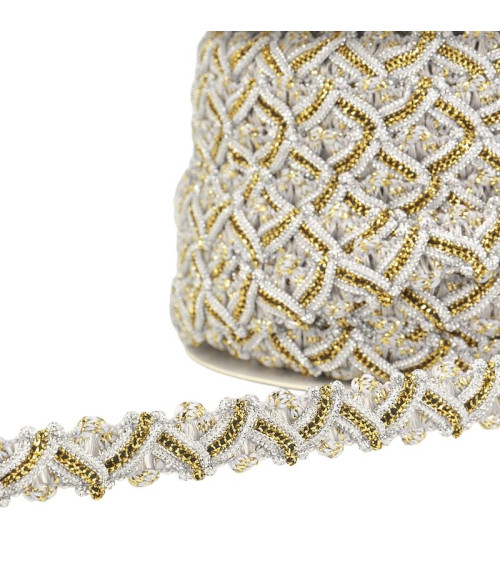 25m reel zig zag metal braid 13mm Light Gray