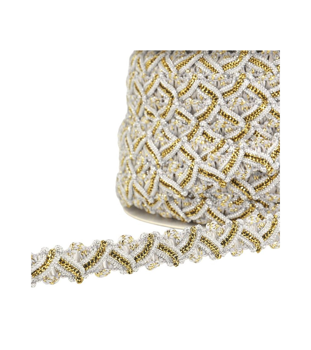 25m reel of zig zag metal braid 13mm Light Grey