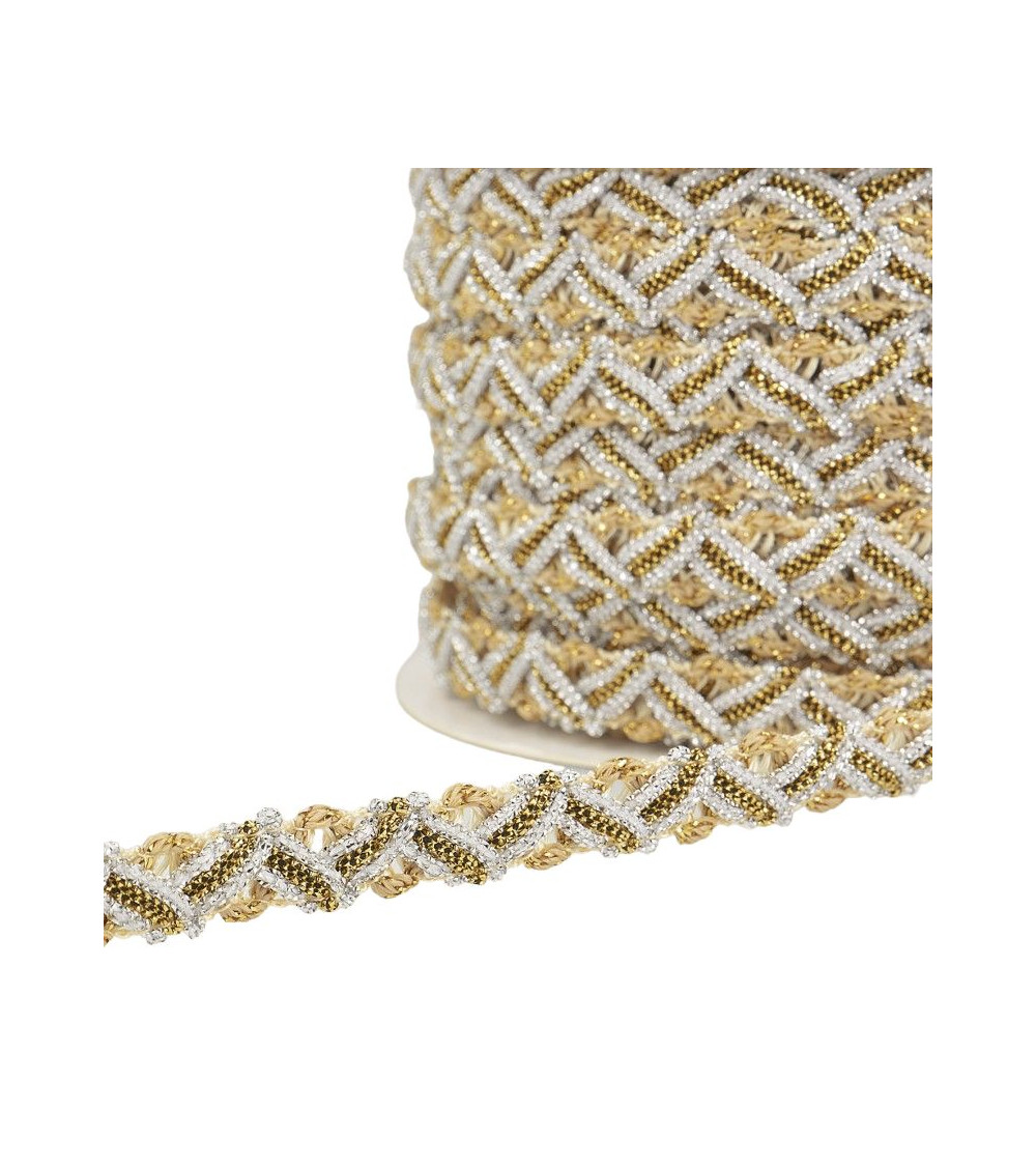 25m reel zig zag metal braid 13mm Beige