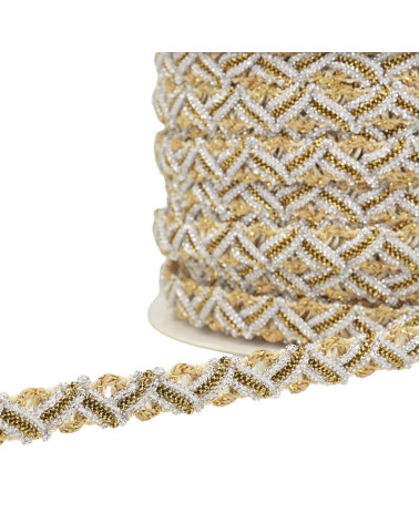25m spool of zig zag metal braid 13mm Beige