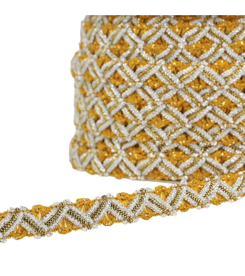 25m reel zig zag metal braid 13mm Mustard