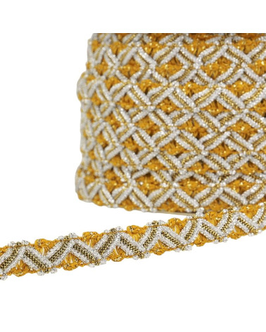 Bobina da 25 m di treccia metallica a zig zag da 13 mm Senape
