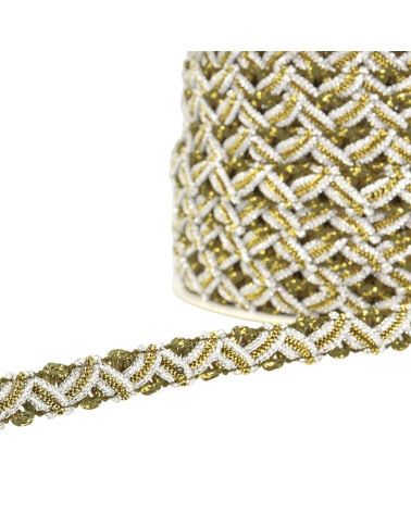 25m spool of 13mm metal zig zag braid Olive Green