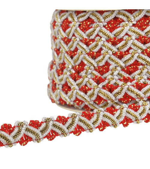 25m reel zig zag metal braid 13mm Red