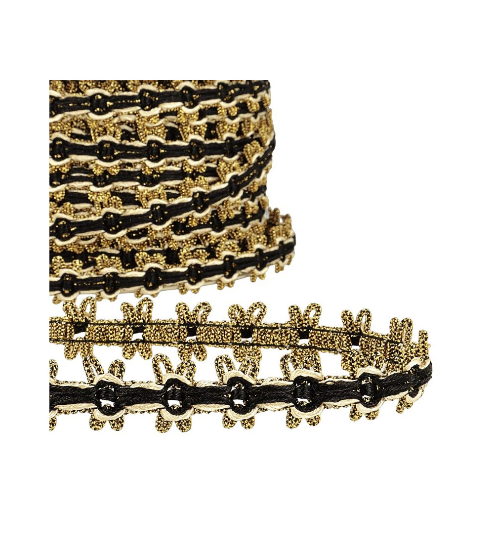 Bobina da 20 m di treccia d'oro da 18 mm Nera