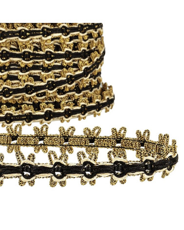 Bobina da 20 m di treccia d'oro da 18 mm Nera