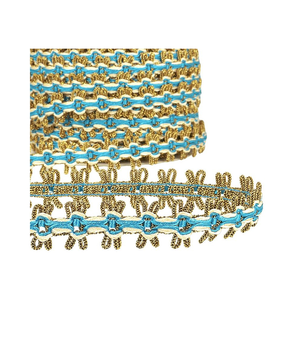 20-m-Rolle mit Goldgeflecht, 18 mm, Stahlblau
