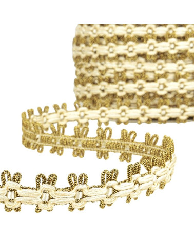 20m reel of 18mm gold braid, ecru