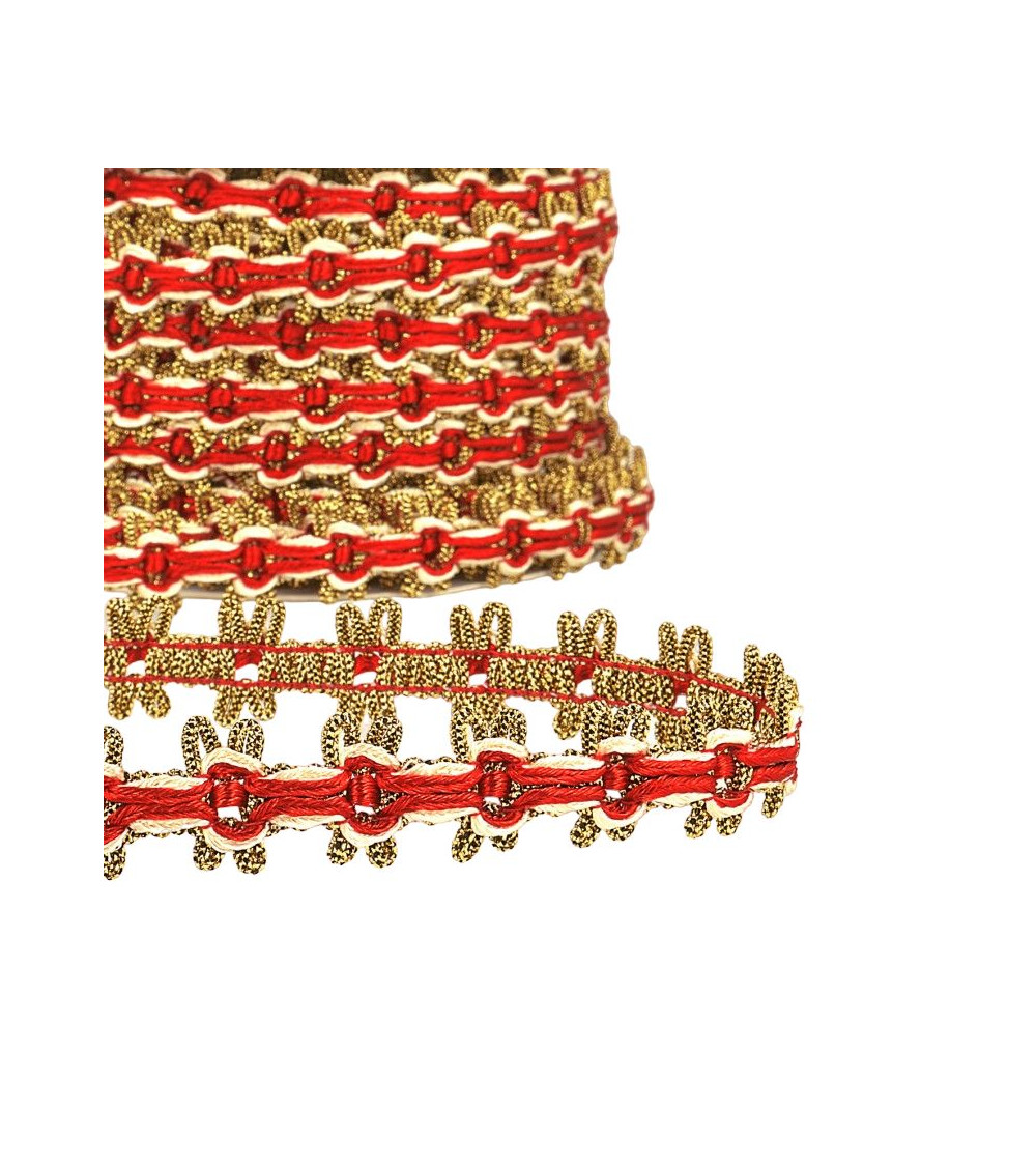 20 m Rolle, Goldgeflecht, 18 mm, Rot