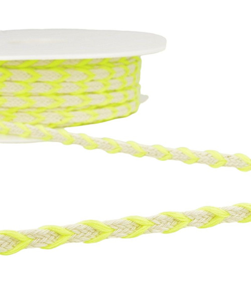 Bobine 25m galon bicolore 6mm Jaune fluo