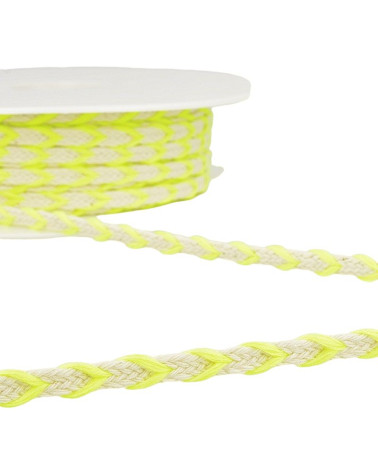 Bobine 25m galon bicolore 6mm Jaune fluo