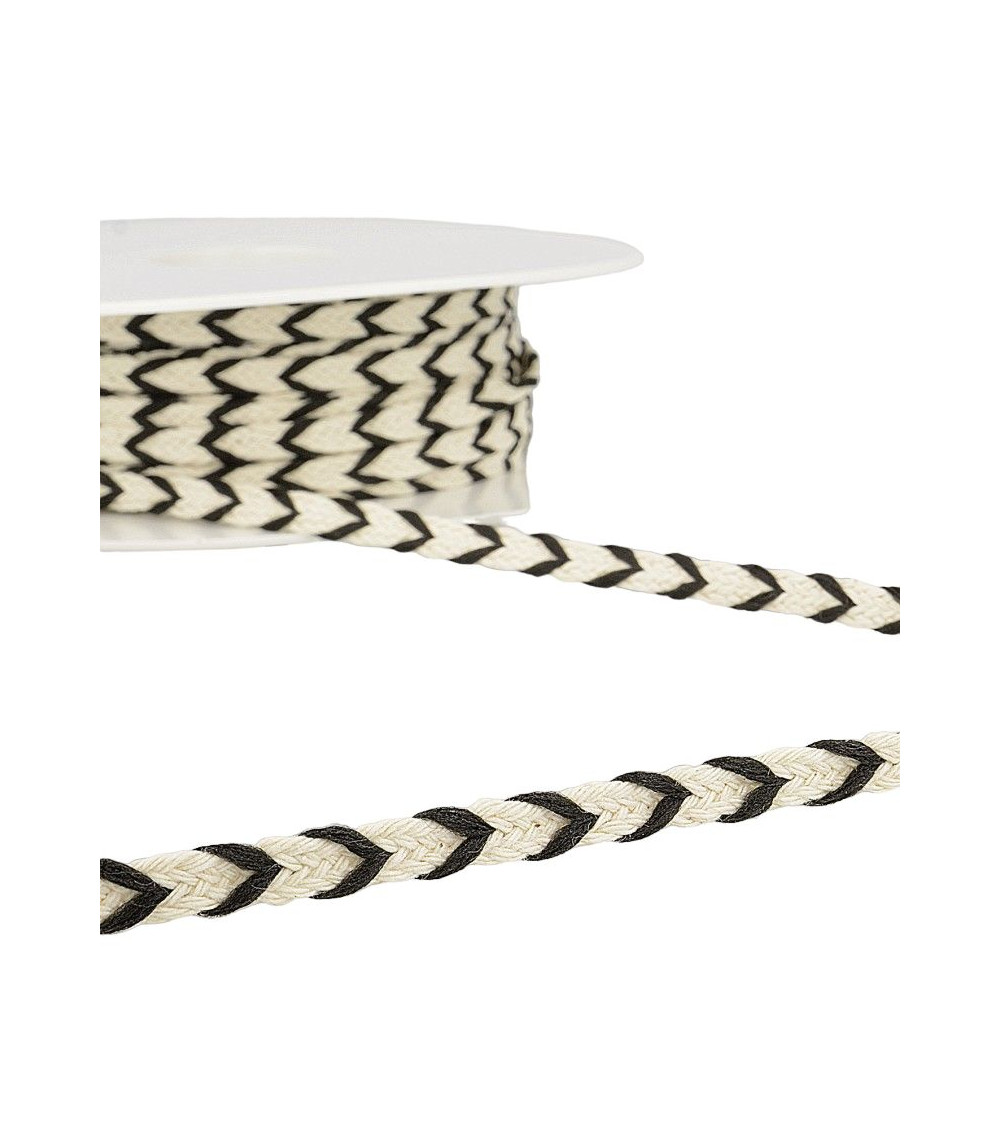 25-m-Rolle, zweifarbiges Geflecht, 6 mm, Schwarz