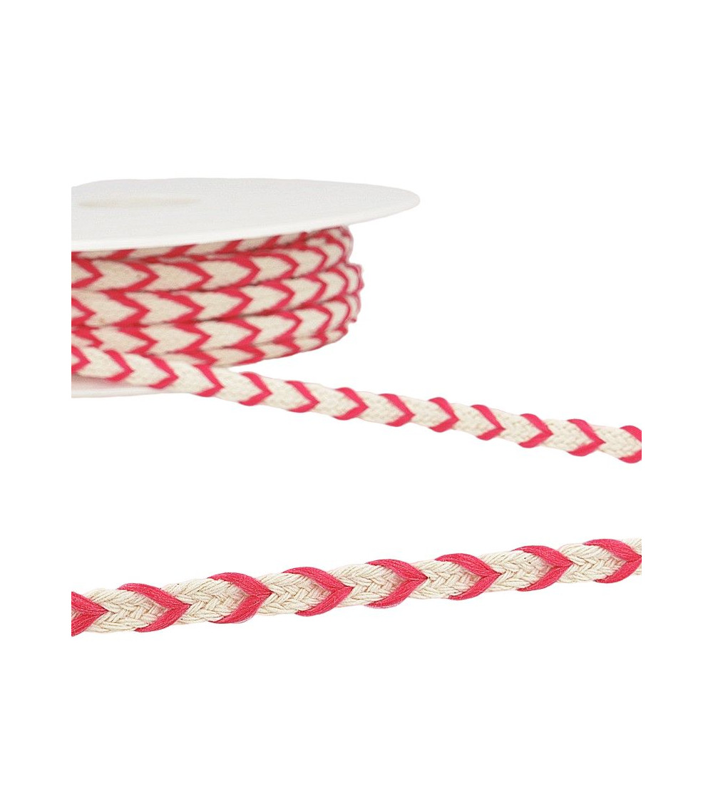 25m reel of two-tone braid 6mm Raspberry