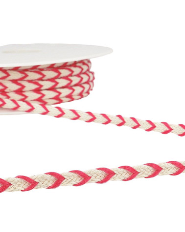 25m reel of two-tone braid 6mm Raspberry