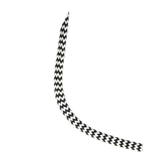 Bobine 25m tresse zigzag 8mm Noir/blanc