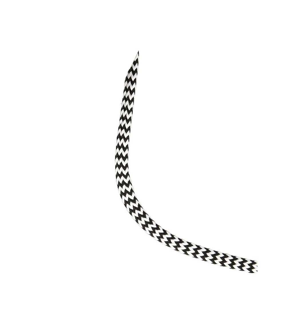 Bobine 25m tresse zigzag 8mm Noir/blanc