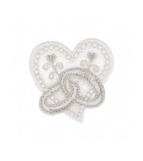Iron-on patch Heart wedding rings 4.5cm x 4.5cm