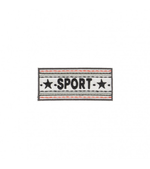 Iron-on patch White sports banner 2.5cm x 6cm